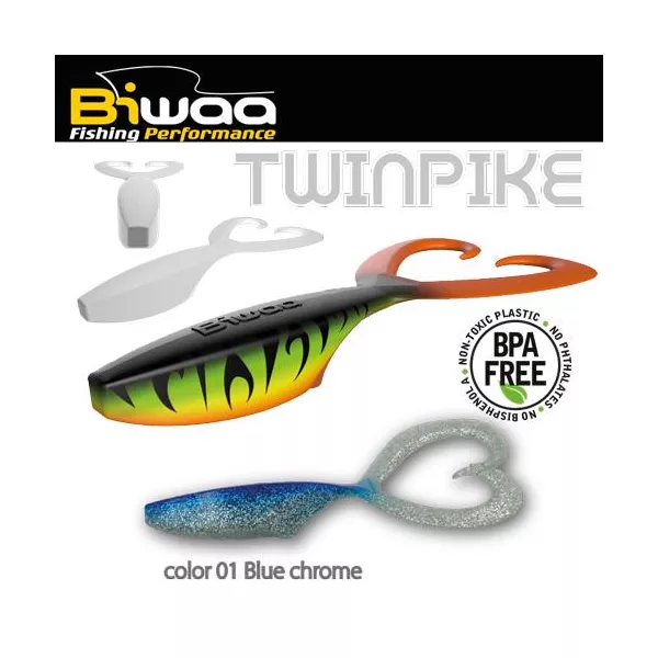 Biwaa Twinpike 15cm 24gr 01 BlueChrome Gumifisch 3Stk