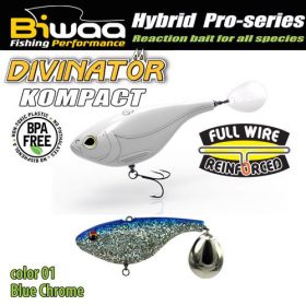   Biwaa Divinator Kompact 90 9cm 55gr 01 Blue Chrome Spinnertail 1Stk.