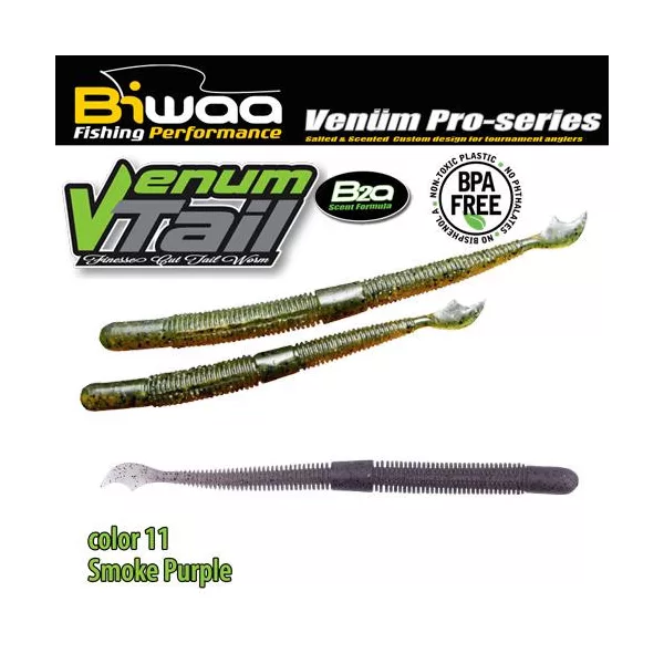 Biwaa Venum Tail 10cm 11 Smoke Purple Gummi Kunstköder 10db