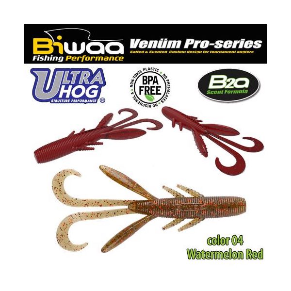 Biwaa Ultra Hog 10cm 04 Watermelon Red Gummiköder 8Stk