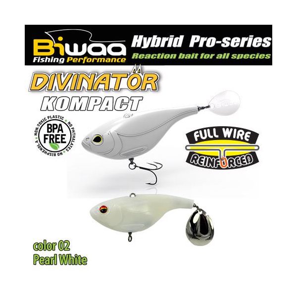 Biwaa Divinator Kompact 50 5cm 20gr 02 Pearl White Spinnertail 1db