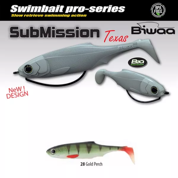 Biwaa Submission 13cm 28 Gold Perch Gummifisch 3 Stück