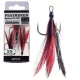 BKK Feathered Spear-21 SS 8 Öhr, mit Widerhaken, Rot-Schwarzer Drillingshaken 3 Stück