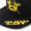 Black Cat Flat Peak Cap Schwarze Baseballkappe