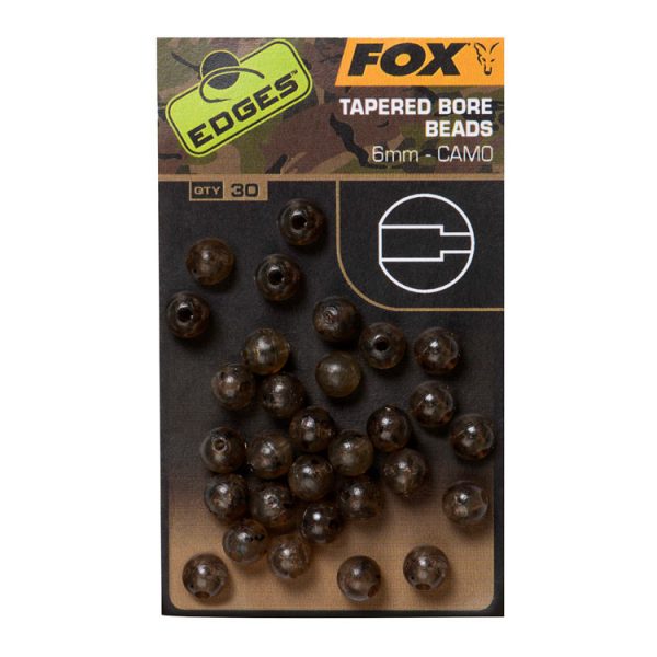 Fox EDGES™ Camo Tapered Bore Beads 6mm x30 Gummikugeln