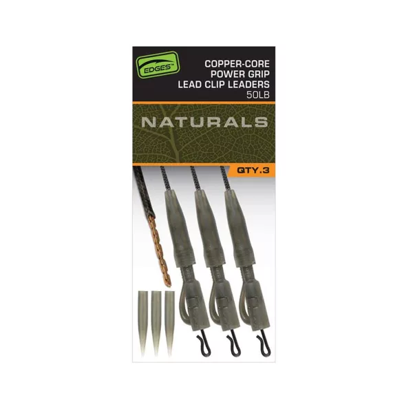 Fox Edges Copper-Core Power Grip Lead Clip Leaders Vorgebundene Leader 3 Stk.