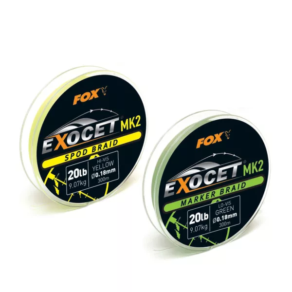 Fox Exocet® MK2 Spod & Marker Braid Marker Green Geflochtene Schnur 0.18mm/20lb x300m