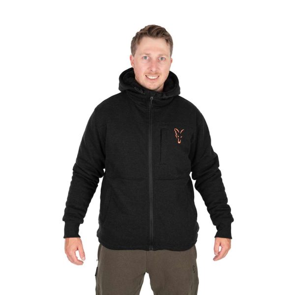 Fox Collection Black-Orange Sherpa Hoody Kapuzenpullover M