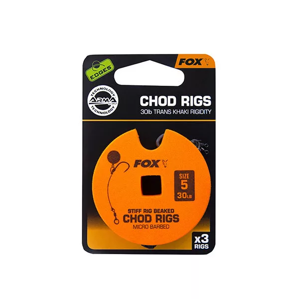 Fox 30lb, Größe 5 Standard Chod Rig Barbed Vorgebundener Haken