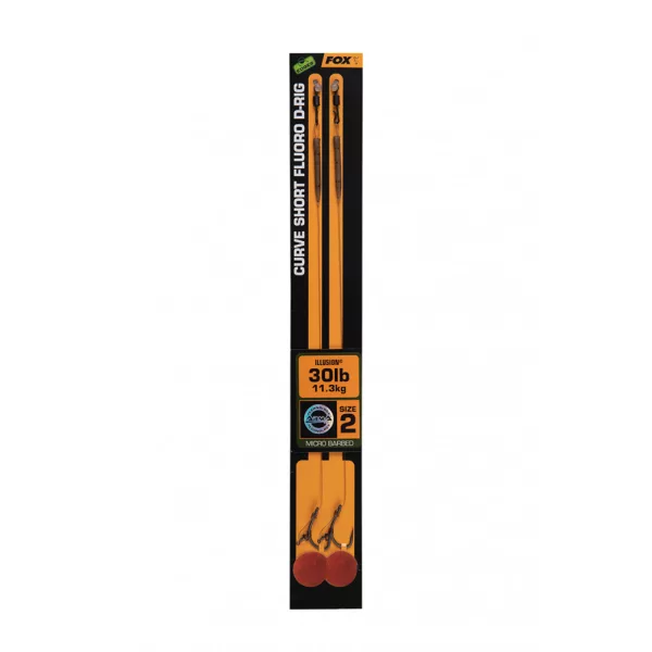 Fox Edges Curve Short Fluoro D-Rig 2 - 30lb Illusion x 2 Vorgebundener Haken