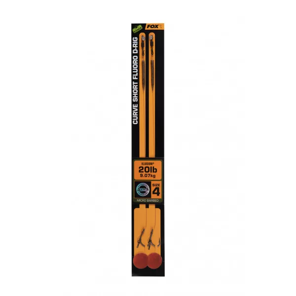 Fox Edges Curve Short Fluoro D-Rig 4 - 20lb Illusion x 2 Vorgebundener Haken