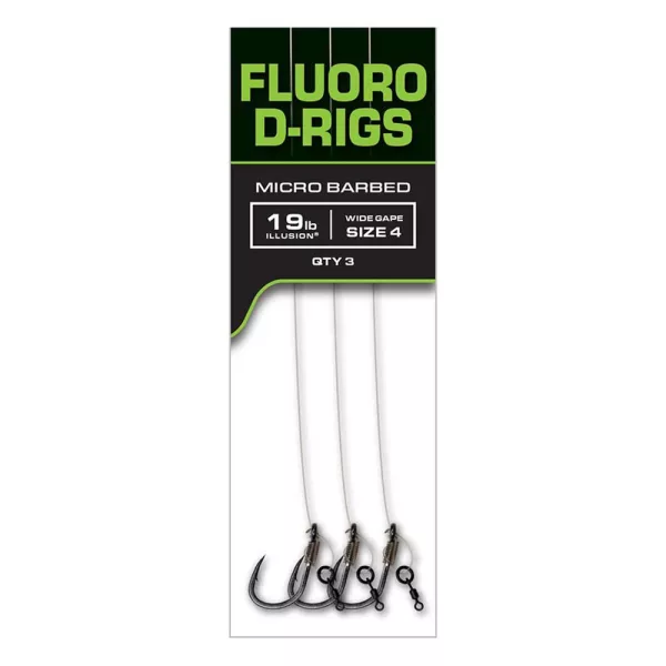 Fox Carp Ready Rigs Fluoro D Rig 4 Ösen, Widerhakenfertige Vorfachhaken 3 Stk.