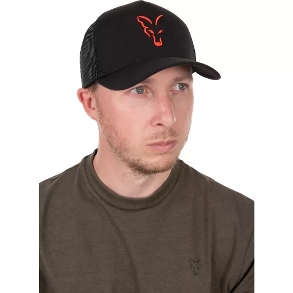 Fox Collection Trucker Cap Schwarz-Orange Baseballkappe