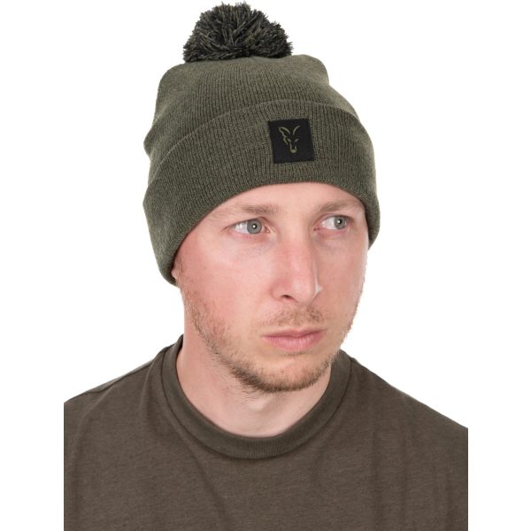 Fox Collection Bobble Hat Grün-Schwarz Bommelmütze