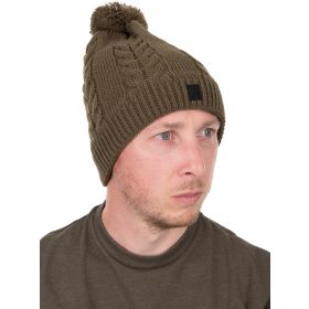 Fox Khaki Knitted Bobble Bommelmütze