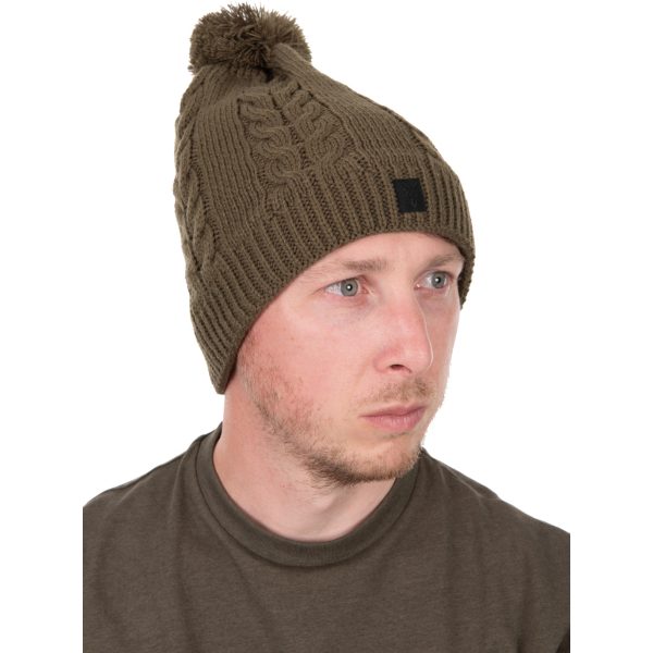 Fox Khaki Knitted Bobble Bommelmütze