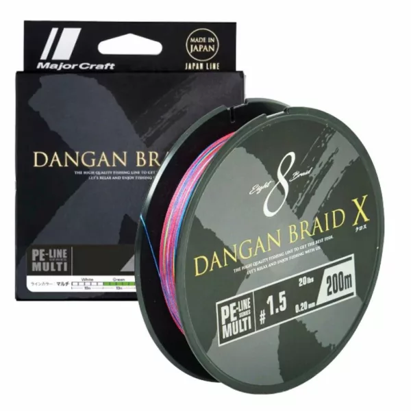 Major Craft Dangan Braid X 8X 0,33mm 200m Multicolor Geflochtene Schnur