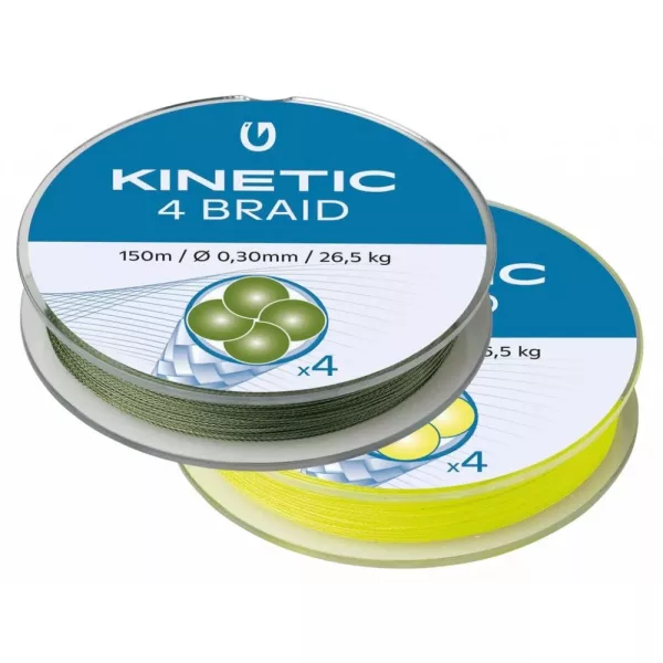 KINETIC 4 Braid 150m 0,20mm/18,0kg Fluo Yellow Geflochtene Schnur
