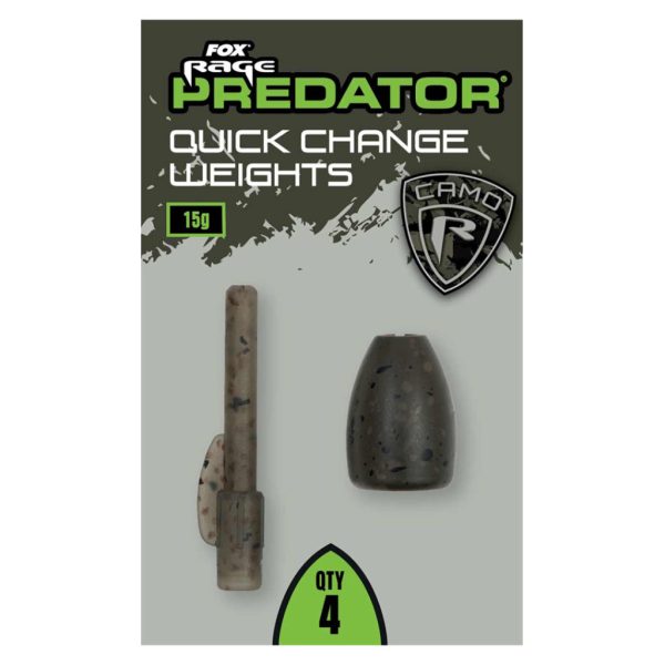 Fox Rage Predator Camo Quick Change Weights Schnellwechsel-Posenblei 15gr 4 Stk