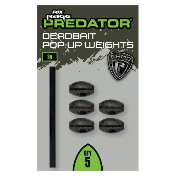 Fox Rage Predator Camo Deadbait Pop-up Weights Vorfachgewicht 3gr 5 Stück