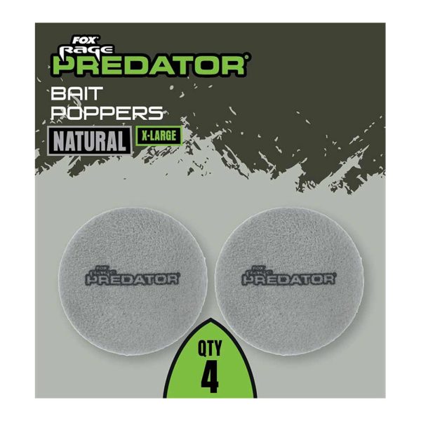 Fox Rage Predator Bait Poppers Extra Groß Natur Grau Köder-Auftreiber 4Stk