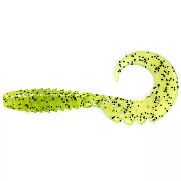FISHUP Fancy Grub 6,35cm (10 Stk.), #055 - Chartreuse/Schwarz Plastikköder