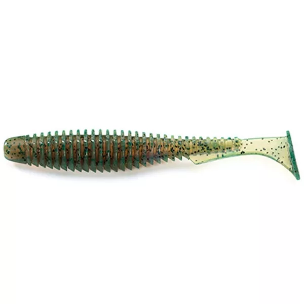 FISHUP U-Shad 10,16cm (8pcs.), #017 - Motor Oil Pepper Kunststoffköder
