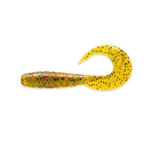 FISHUP Mighty Grub 8,89cm (7 Stk.), #036 - Karamell/Grün & Schwarz Gummiköder