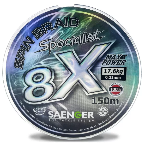 Saenger 8X Specialist Spin Braid Szürke 0,10mm 150m Fonott Főzsinór