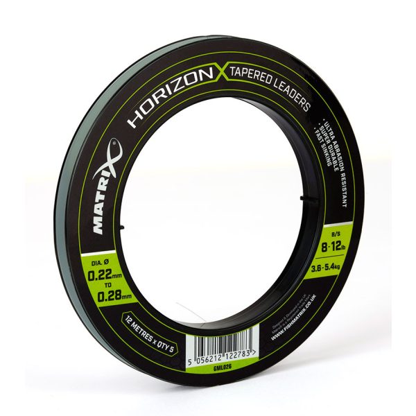 Matrix Horizon® X Tapered Leaders Matrix Horizon X Tapered Shock Leader - 8lb / 12lb (12m) x5 Monofile Schnur