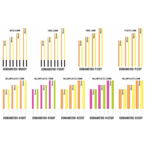 Garbolino Schwimmer Competition Series SP Hohlplastikantennen-Set 2,50mm 6 Stück - Lila und Grün in 3 Größen
