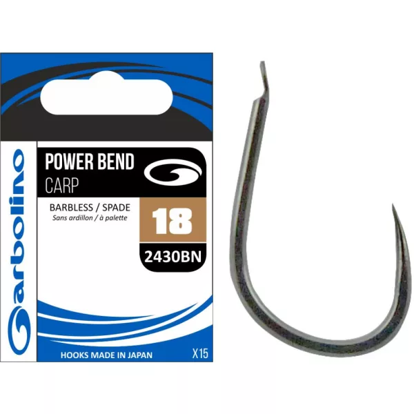 Garbolino - COMMERCIAL MATCH HOOKS - POWER BEND CARP 2430BN - BARBLESS 18 Haken