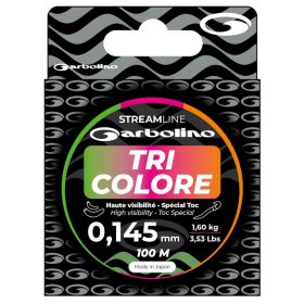   Garbolino - STREAMLINE TOC TRI-COLORE HAUTE VISIBILITE - 100M - Hauptschnur - Monofile Schnur - Forellenschnur
