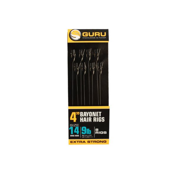 Guru Bayonet Ready Rigs 4 vorgebundene Haken - 10 cm - 16MWG - 9lb - 0,19mm