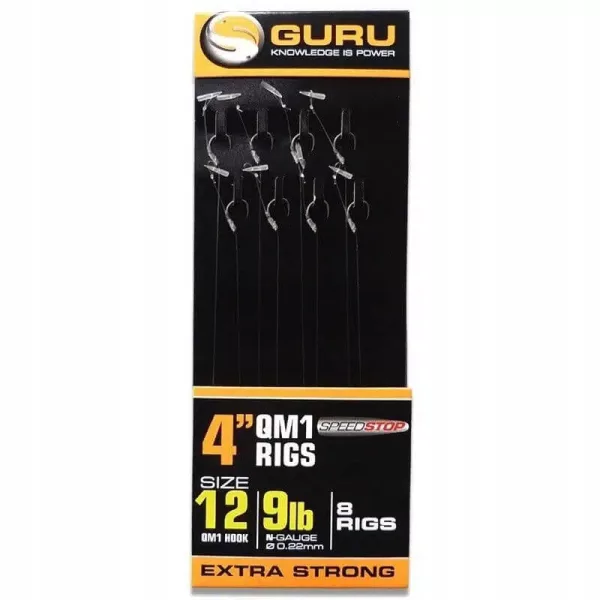 Guru QM1 Speed Stop Ready Rigs 4 vorgebundene Haken - 10 cm - 16 QM1 - 7lb - 0,17mm
