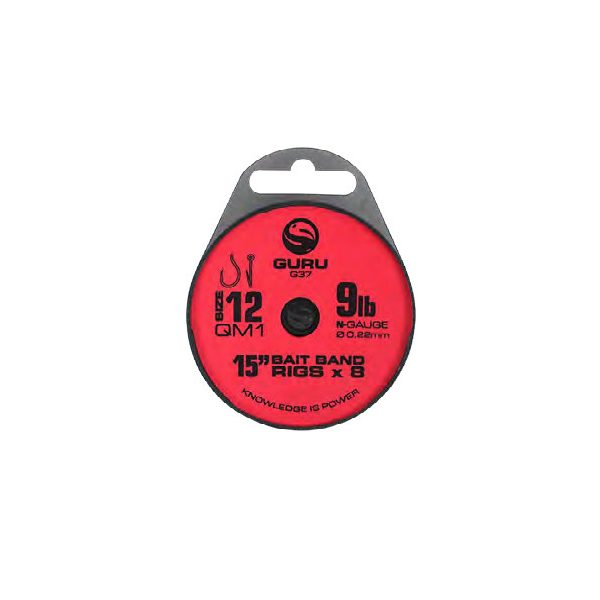 Guru QM1 Bait Band Ready Rigs 15 vorgebundene Haken - 38 cm - 18 QM1 - 6lb - 0,15mm