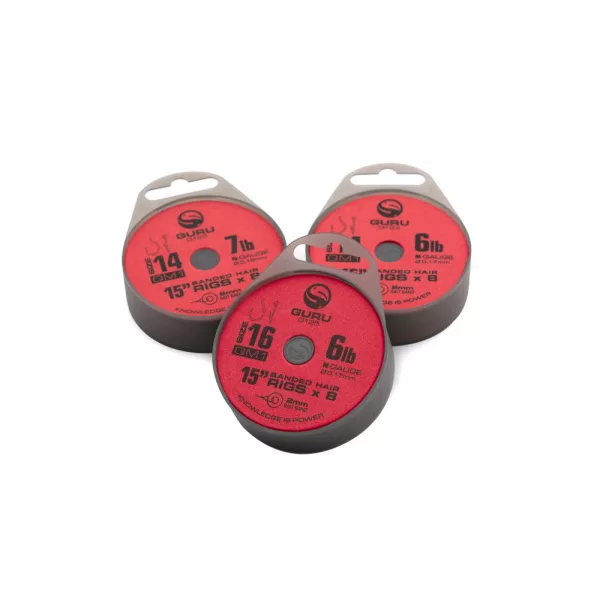 Guru QM1 Bait Bands 16 Ösen, widerhakenloser, vorgebundener Monofilhaken 8 Stk.