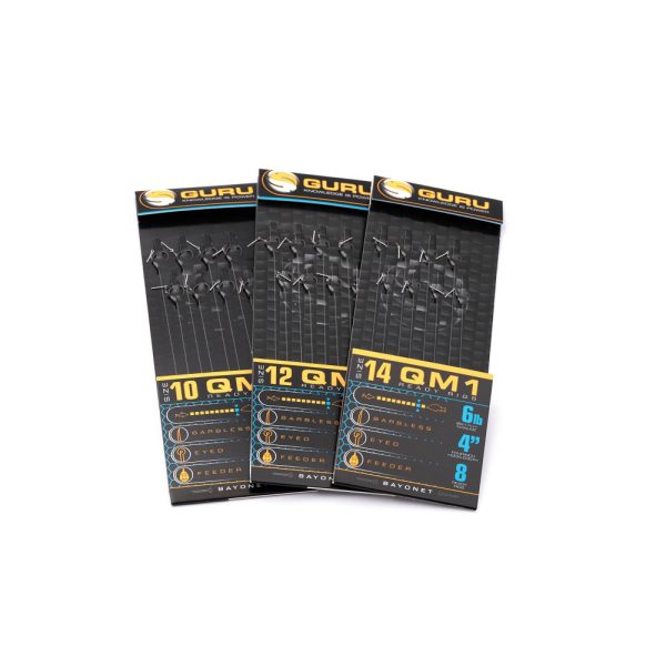 Guru QM1 Bayonet 12 Ösen, widerhakenloser, vorgebundener Monofilhaken 8 Stk.