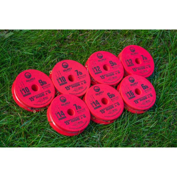 Guru SMWG Bait Bands 12 Geöhrter, widerhakenloser Monofil Fertighaken 8 Stk.