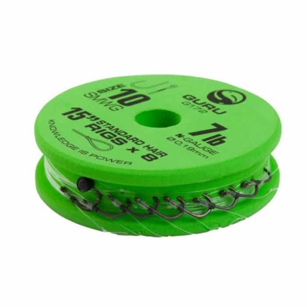 GURU SUPER MWG STANDARD HAIR READY RIGS 15 Größe 18 (0.15mm) vorgebundener Haken