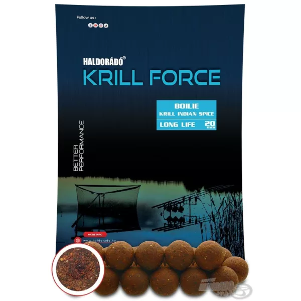Haldorádó Krill Force Boilie Long Life 20mm Krill Indian Spice Futterboilie 700gr