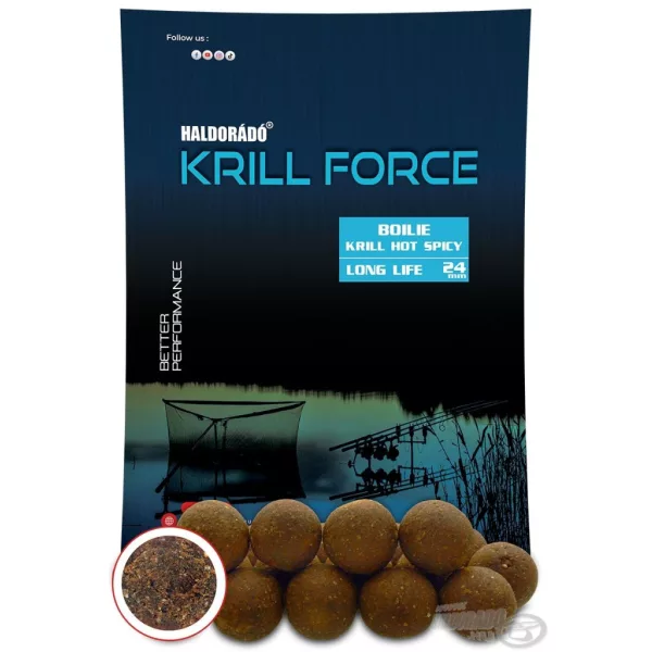 Haldorádó Krill Force Boilie Long Life 24mm Krill Hot Spicy Futterboilie 700gr