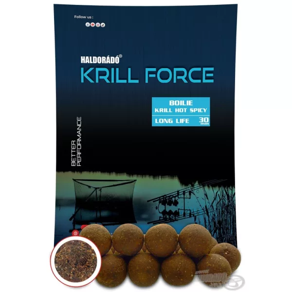 Haldorádó Krill Force Boilie Long Life 30mm Krill Hot Spicy Futterboilie 700gr