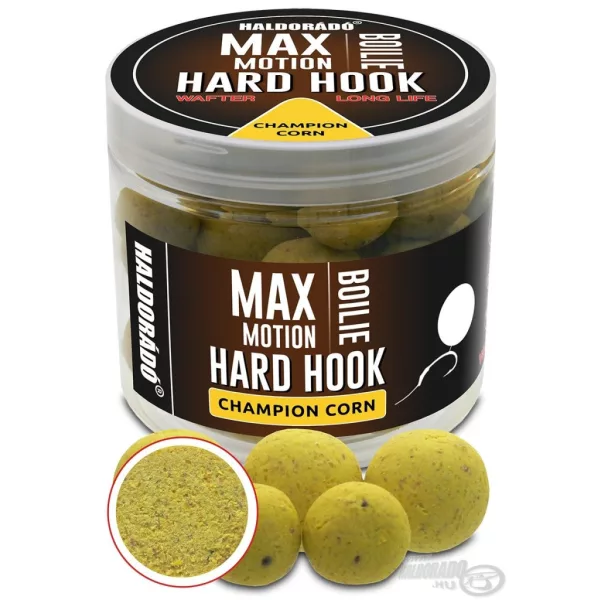 Haldorádó Max Motion Boilie Hard Hook Wafter 16, 20mm Champion Corn Köder-Boilie 100gr