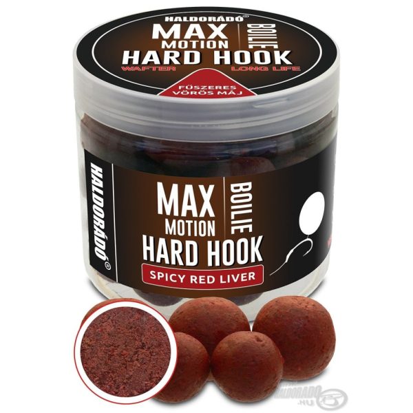Haldorádó Max Motion Boilie Hard Hook Wafter 16, 20mm Würzige Rote Leber Köder-Boilie 100gr