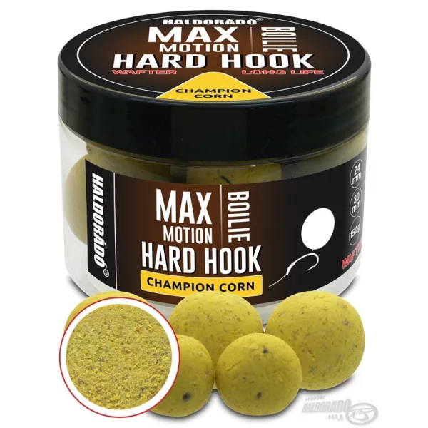 Haldorádó Max Motion Boilie Hard Hook Wafter 24, 30mm Champion Corn Köderboilie 150gr