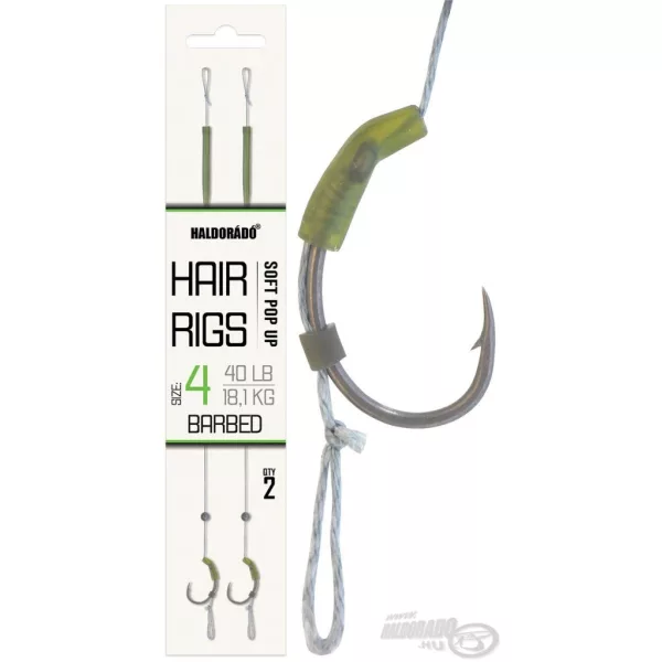 Haldorádó Soft Pop Up Hair Rigs 4 Ösen, Bart Vorgebunden Boilihaken 2 Stk.