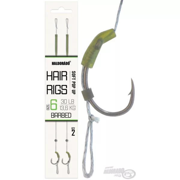 Haldorádó Soft Pop Up Hair Rigs 6 Ösen, Bart Vorgebunden Boilihaken 2 Stk.