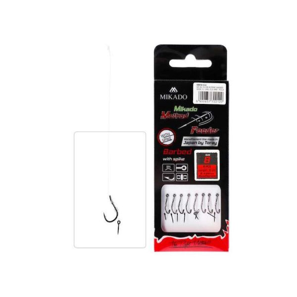 Mikado Method Feeder FC mit Köder-Spike 10 Ösenhaken, mit Widerhaken, vorgebunden 8 Stk.