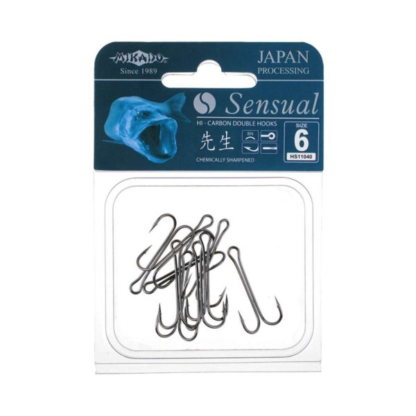 Mikado Sensual Double 1 Öhr-Barb Doppelhaken Raubfischhaken 8tlg.